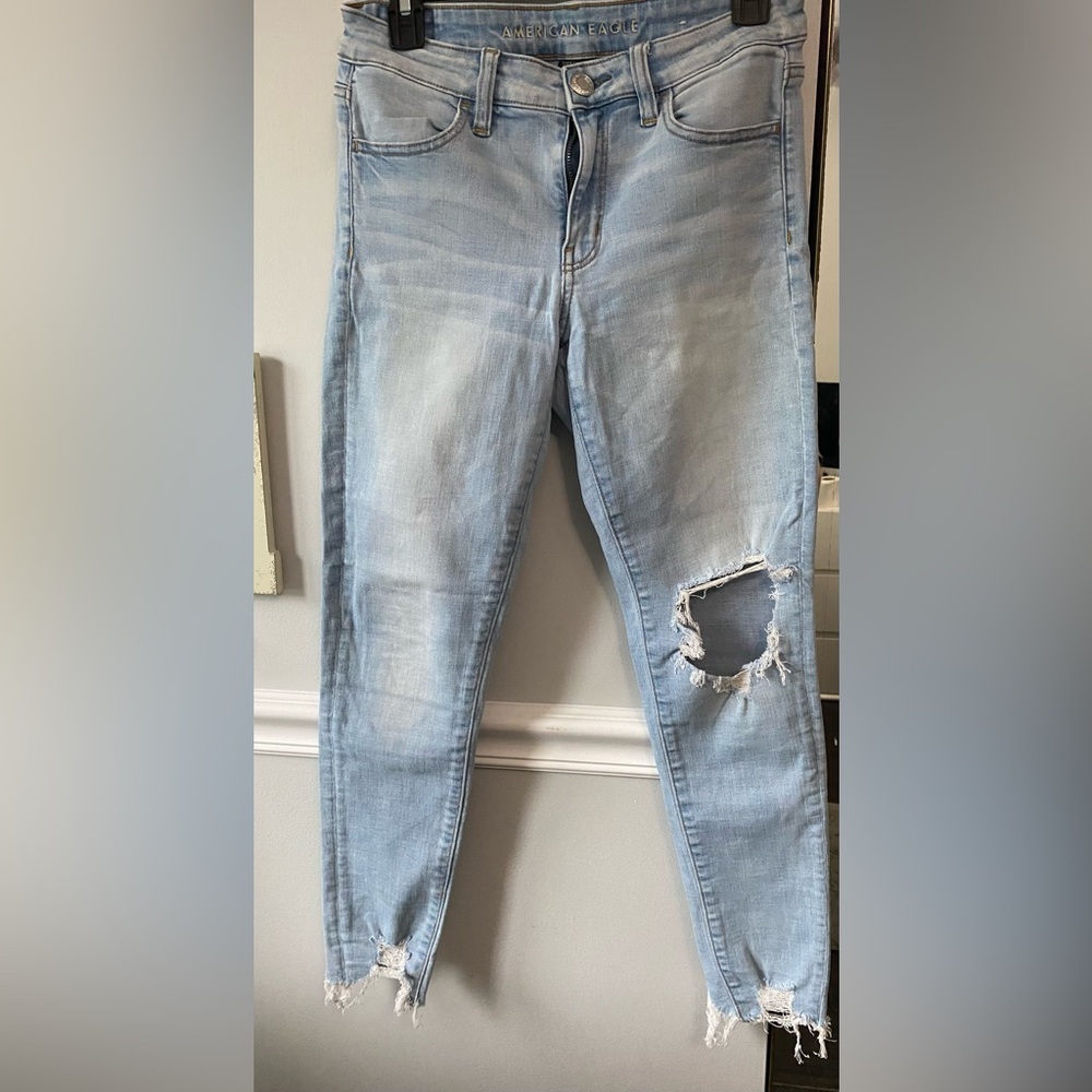 American Eagle Outfitters Blue Skinny Jeans Distressed